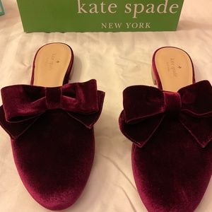 Kate Spade Madra Bordeaux Velvet Mules Size 9